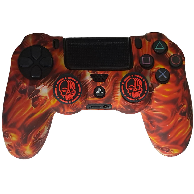 محافظ دسته پلی استیشن 4 طرح جمجمه مدل Fire PS4335 به همراه روکش آنالوگ