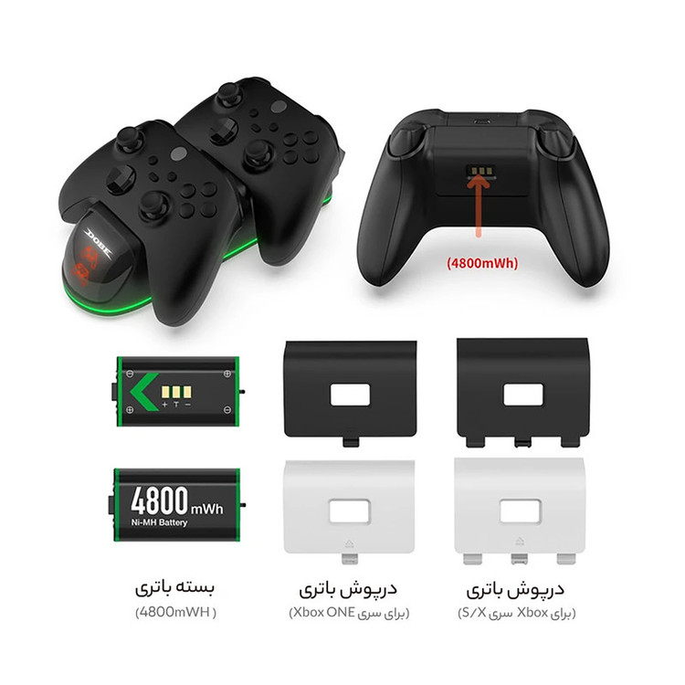 باتری و پایه شارژ ایکس باکس دابی مدل DOBE TYX-1623X مخصوص XBOX Series S/X - XBOX ONE S/X