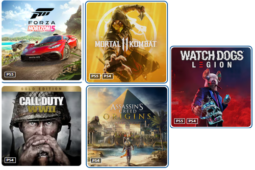 اکانت بازی forza horizen + call of duty wwII + mortal 11 + assisans origins + watch dogs - ظرفیت 1 - ps4 & ps5